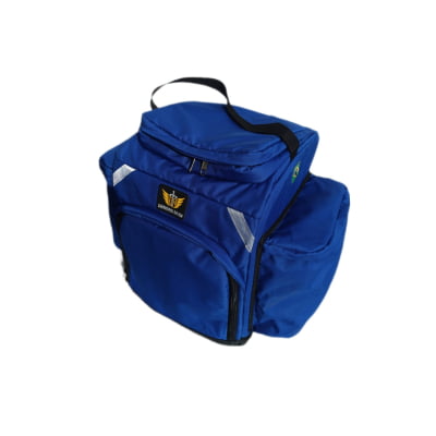 Bag Mochila azul royal Estrutura 39 cm Bolso com zipers  