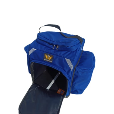 Bag Mochila azul royal Estrutura 39 cm Bolso com zipers  