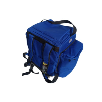 Bag Mochila azul royal Estrutura 39 cm Bolso com zipers  